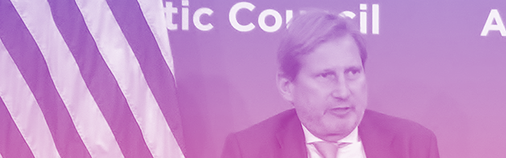 EU Commissioner Johannes Hahn speaking at the Atlantic Council on 4 June