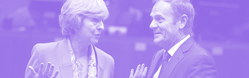 Theresa May et Donald Tusk au Conseil européen du 21 octobre 2016 à Bruxelles