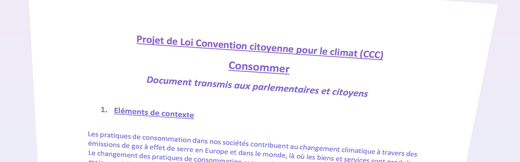 Convention citoyenne - GT consommer